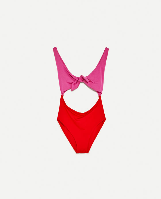 zara red swimsuit